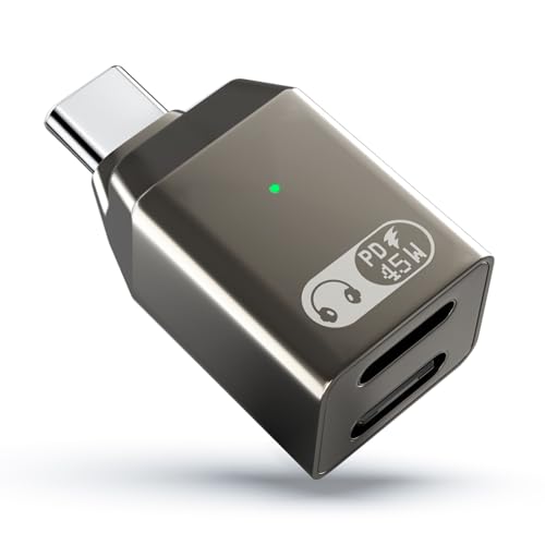 TiMOVO Adapter für Lightning auf USB C Kopfhörer mit Ladeanschluss, 2-in-1 USB C auf Lightning Adapter für Kopfhörer mit 45W PD Laden für i-Phone16/15 Serie, i-Pad, Nicht für Datenübertragung,Grau von TiMOVO