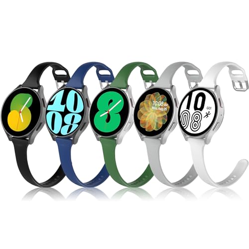 TiMOVO Armband Kompatibel mit Samsung Galaxy Watch 6/Classic 43mm 47mm, Galaxy Watch 5, Watch 5 Pro 45mm, Watch 4/Classic 42mm 46mm,Weich Silikon band für Damen, Schwarz/Marineblau/Grau/Armeegrün/Weiß von TiMOVO