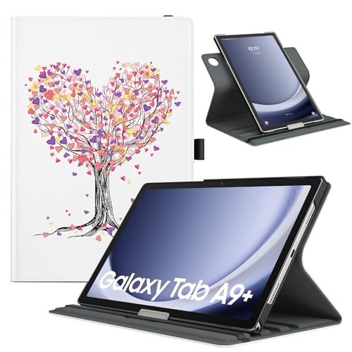 TiMOVO Drehbar Hülle Kompatibel mit Samsung Galaxy Tab A9+/A9 Plus 11 Zoll 2023 SM-X210/X216/X218, 90 Grad Drehbar Ständer Hülle, Auto Schlaf/Aufwach Schutzhülle für Galaxy Tab A9+ Tablet, Liebesbaum von TiMOVO