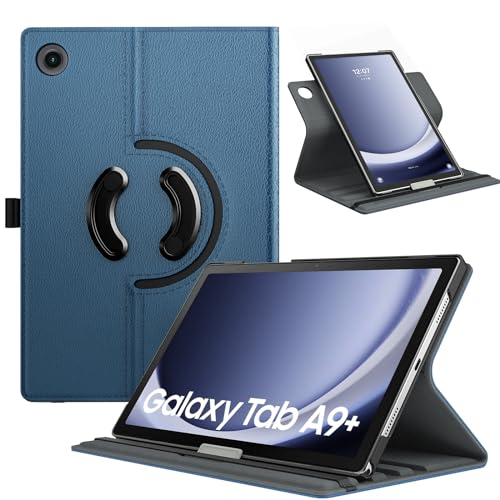TiMOVO Drehbar Hülle Kompatibel mit Samsung Galaxy Tab A9+/A9 Plus 11 Zoll 2023 SM-X210/X216/X218, 90 Grad Drehbar Ständer Hülle, Auto Schlaf/Aufwach Schutzhülle für Galaxy Tab A9+ Tablet,Jeans Blau von TiMOVO