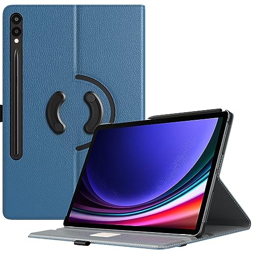 TiMOVO Hülle Kompatibel mit Galaxy Tab S9 Plus 2023 SM-X810/X816B/X818U, 90 Grad Drehbar Ständer Schutzhülle mit S Pen Halter, Auto Schlaf/Aufwach Hülle für Galaxy Tab S9+ 12,4", Jeans Blau von TiMOVO