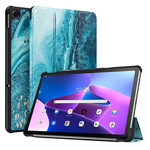 TiMOVO Hülle Kompatibel mit Lenovo Tab M10 Plus 3rd Gen 10.6 Zoll 2022, Leicht Schlank Schutzhülle mit Ständer & Harter Rückseite für Lenovo Tab M10 Plus 2022 Tablet, Blau & Gold von TiMOVO