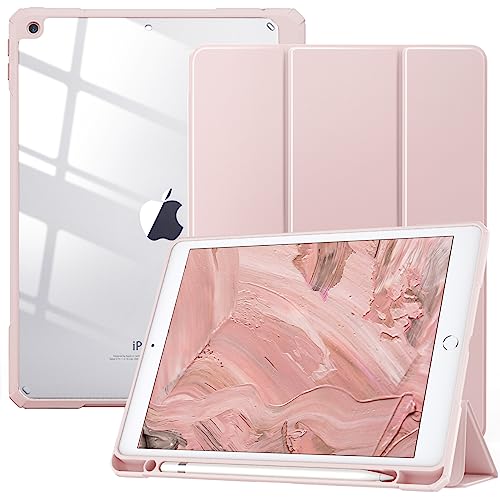 TiMOVO Hülle Kompatibel mit Neu iPad 9. Gen 2021/iPad 8. Gen 2020/7. Gen 2019 10,2", Mit Stifthalter Trifold Ständer Lederhülle Unterstützt Auto Schlaf/Wach Funktion Schutzhülle - Roségold von TiMOVO