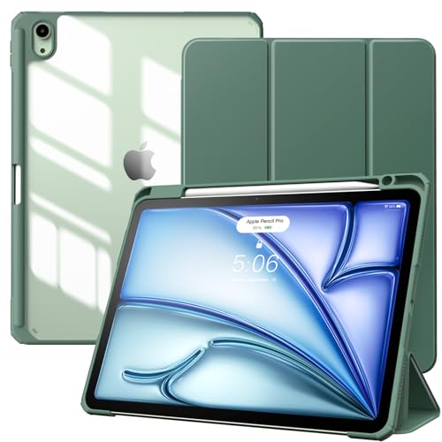 TiMOVO Hülle Kompatibel mit Neu iPad Air 5. Generation 2022/iPad Air 4. Generation 2020, iPad Air Hülle 10,9 Zoll, Mit Stifthalter Lederhülle Ständer Schutzhülle Unterstützt Touch ID - Nachtgrün von TiMOVO