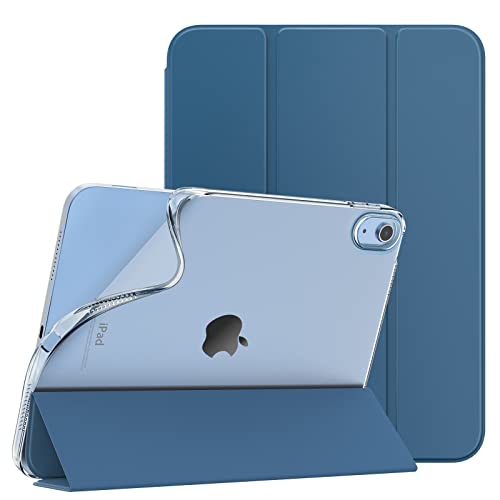 TiMOVO Hülle Kompatibel mit iPad 10 Generation 10,9 Zoll 2022, Dreifach Gefaltet PU Leder Schutzhülle mit Weich TPU Rückhülle, Auto Schlaf/Aufwach Case für iPad 10, Grau Blau von TiMOVO