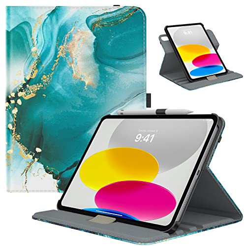 TiMOVO Hülle Kompatibel mit iPad 10 Generation 10,9 Zoll 2022, iPad 10 Hülle, 90° Drehbar PU Schutzhülle, Smart Case mit Standfunktion & Stift Schleife für iPad 10 Gen, Pfauenblau von TiMOVO