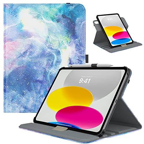 TiMOVO Hülle Kompatibel mit iPad 10 Generation 10,9 Zoll 2022, iPad 10 Hülle, 90° Drehbar PU Schutzhülle, Smart Case mit Standfunktion & Stift Schleife für iPad 10 Gen, Sternwolke von TiMOVO