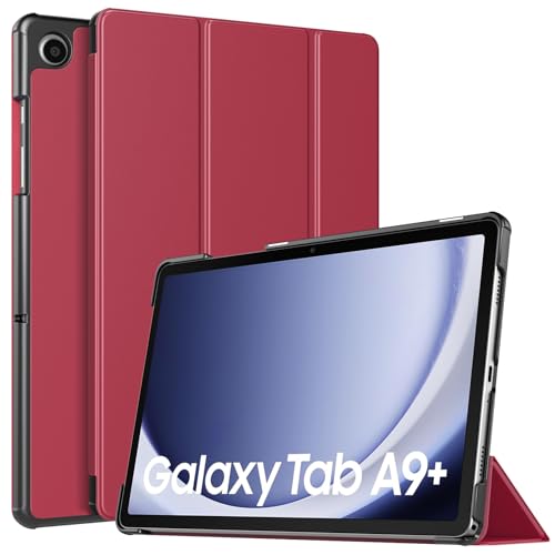 TiMOVO Hülle für Samsung Galaxy Tab A9+/A9 Plus 11 Zoll 2023 SM-X210/X216/X218, Schlank Leicht Schutzhülle mit Ständer & Harter Rückseite für All-New Galaxy Tab A9+ Tablet, Wein Rot von TiMOVO