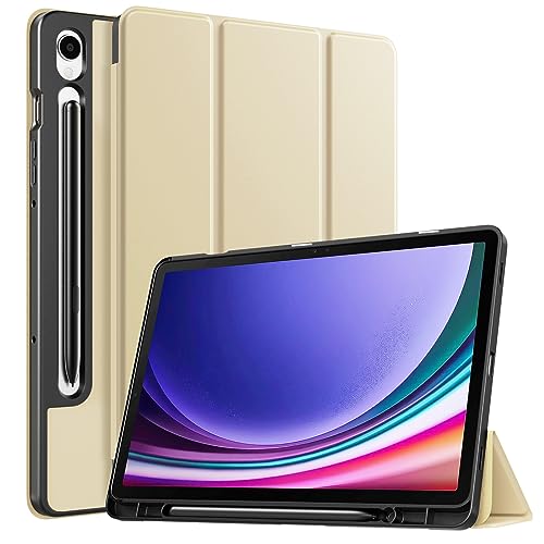 TiMOVO Hülle für Samsung Galaxy Tab S9 2023, Schlanke Ständer Schutzhülle mit Stifthalter für All-New Galaxy Tab S9 11 Zoll Tablet (SM-X710/SM-X716B/SM-X718U), Auto Schlaf/Wach, Beige von TiMOVO