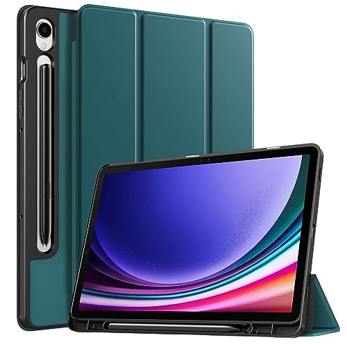 TiMOVO Hülle für Samsung Galaxy Tab S9 2023, Schlanke Ständer Schutzhülle mit Stifthalter für All-New Galaxy Tab S9 11 Zoll Tablet (SM-X710/SM-X716B/SM-X718U), Auto Schlaf/Wach, Blaugrün von TiMOVO