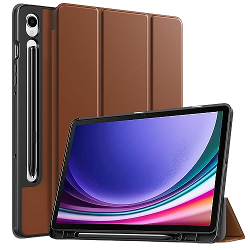 TiMOVO Hülle für Samsung Galaxy Tab S9 2023, Schlanke Ständer Schutzhülle mit Stifthalter für All-New Galaxy Tab S9 11 Zoll Tablet (SM-X710/SM-X716B/SM-X718U), Auto Schlaf/Wach, Braun von TiMOVO