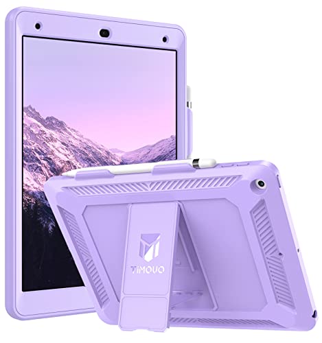 TiMOVO Hülle für iPad 9./8./7. Generation (iPad 10.2 Zoll), Schlanke Stoßfeste Robuste Panzerhülle mit Stifthalter für Kinder, Eingebauter Ständer Schutzhülle für iPad 10.2" 2021/2020/2019, Violett von TiMOVO