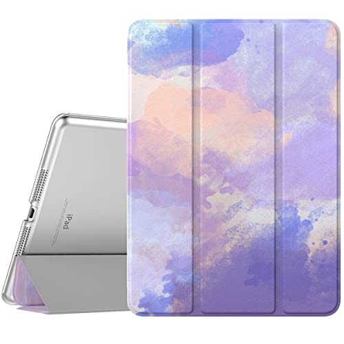 TiMOVO Hülle für iPad 9. Generation 2021/iPad 8. Generation 2020/iPad 7. Generation 2019, Ultra Dünn Durchscheinend Schutzhülle Smart Cover mit Auto Schlafen/Wachen für iPad 10,2 Zoll, Aquarell Lila von TiMOVO
