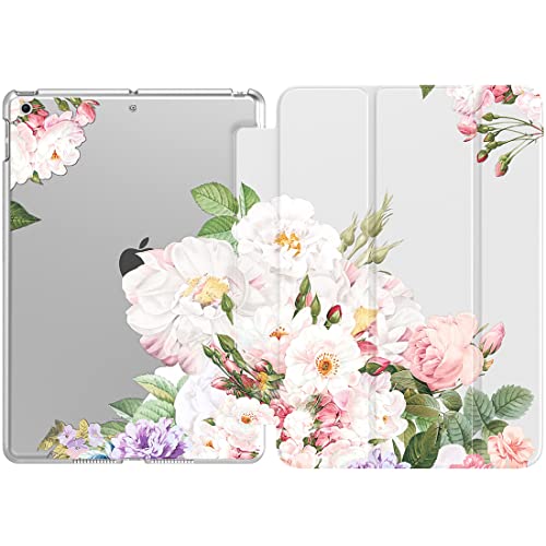 TiMOVO Hülle für iPad 9. Generation 2021/iPad 8. Generation 2020/iPad 7. Generation 2019, Ultra Dünn Durchscheinend Schutzhülle Smart Cover mit Auto Schlafen/Wachen für iPad 10,2 Zoll, Blühende Blumen von TiMOVO