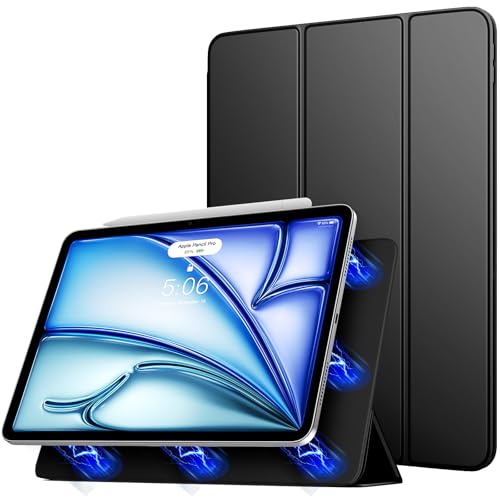 TiMOVO Funda para iPad Air 11 Pulgadas (M3/M2-2025/2024), iPad Air 5ª/4ª Generación (2022/2020) 10.9 Pulgadas, Cubierta Magnética Fuerte Con Soporte del Tríptico, Auto Estela/Sueño, Negro von TiMOVO