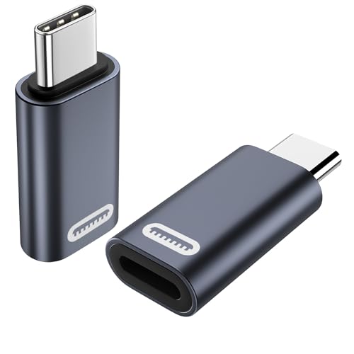 TiMOVO Lightning Buchse auf USB C Stecker Adapter, 2 Stück USB C Stecker auf Lightning Adapter mit PD 35W Schnell Laden/Datenübertragung für iPhone 15/16/Pro/Pro Max/Plus/iPad Pro/Air, Grau von TiMOVO