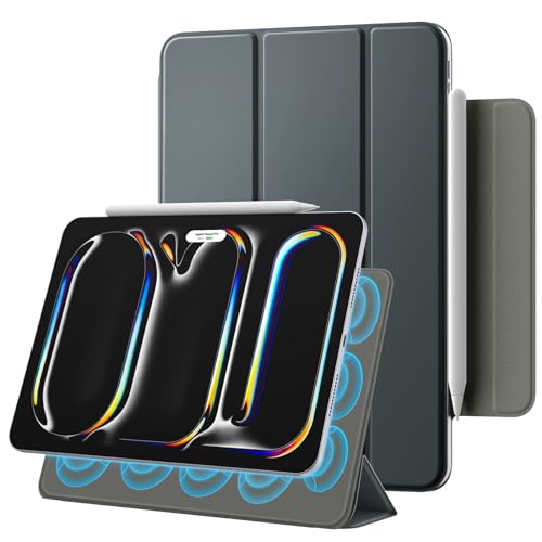 TiMOVO Magnetisch Hülle Kompatibel mit iPad Pro 11 Zoll (M4) Hülle 2024, Ultradünn Smart Hülle, Stark Magnetisch Trifold Ständer Schutzhülle für iPad Pro 11 Zoll, Auto Schlaf/Aufwach, Space Grau von TiMOVO