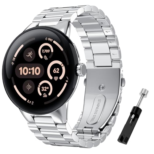 TiMOVO Metall Uhrenarmband Kompatibel mit Google Pixel Watch 41 mm, Abnehmbares Edelstahl-Ersatzarmband für Google Pixel Watch 3/2/1 41 mm, Silber TiMOVO Metall Uhrenarmband Kompatibel mit Google Pixel Watch 41 mm, Abnehmbares Edelstahl-Ersatzarmband für Google Pixel Watch 3/2/1 41 mm, Silber von TiMOVO