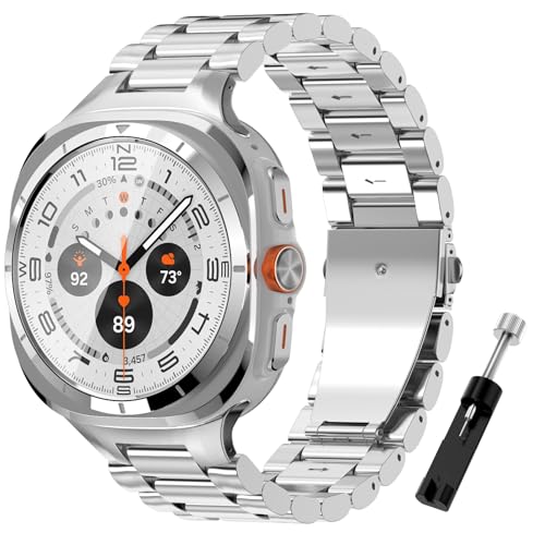 TiMOVO Metall Uhrenarmband für Samsung Galaxy Watch 7 Ultra 47mm Uhrenarmband, Hochwertiges Edelstahl Ersatzarmband, Geeignet für Männer und Frauen, Silber TiMOVO Metall Uhrenarmband für Samsung Galaxy Watch 7 Ultra 47mm Uhrenarmband, Hochwertiges Edelstahl Ersatzarmband, Geeignet für Männer und Frauen, Silber von TiMOVO