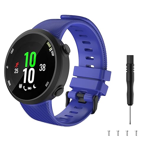 TiMOVO Silikon Armband Kompatibel mit Garmin Forerunner 45 Farbig Replacement Uhrenarmband Sportarmband mit Schnellverschluss für Forerunner 45, Blau von TiMOVO