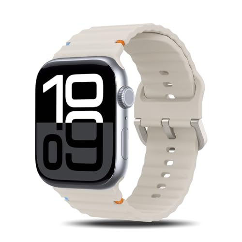 TiMOVO Sportarmband Kompatibel mit Apple Watch 42mm (Serie 10) 41/40/38mm füR Damen Und Herren,Weiches Wasserdichtes Silikon-Ersatzarmband FüR Iwatch Serie 9/8/7/6/5/4/3/2/1/Se 2/Se, Sternenlicht von TiMOVO