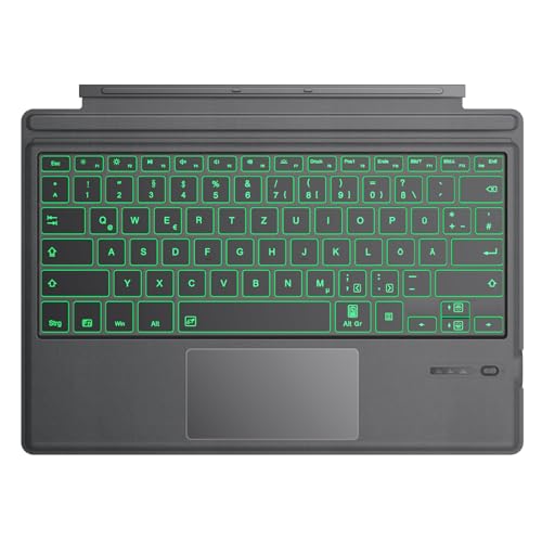 TiMOVO Tastatur Kompatibel mit Microsoft Surface Pro 7 Plus/Pro 7/Pro 6/Pro 4/Pro 3/Pro 2017, Kabellose Bluetooth Tastatur mit 7 Farbiger LED Hintergrundbeleuchtung, QWERTZ, Deutsches Layout, Grau von TiMOVO