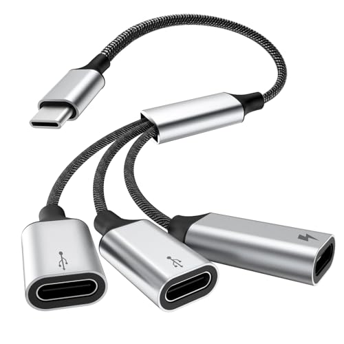 TiMOVO USB C Splitter Kabel, USB C Stecker auf 3 USB C Buchsen Adapter mit Schnellladung Datenübertragung, 3-in-1 OTG Typ C Kabel für iPhone 15/15 Pro/15 Pro Max/15 Plus iPad Pro/Air Mac Samsung von TiMOVO