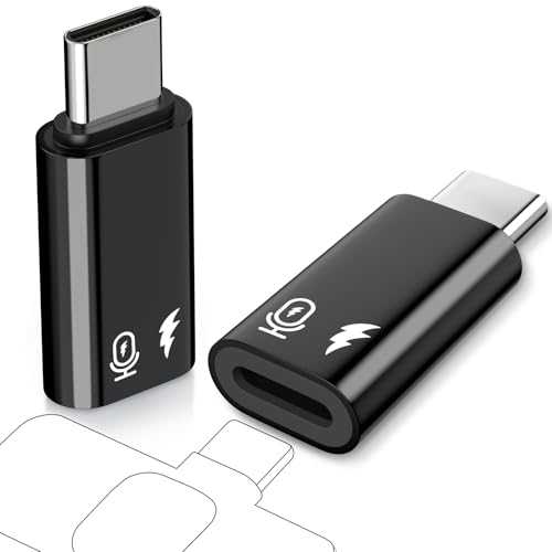 TiMOVO USB C auf Lightning Mikrofon Adapter,2 Pack Lightning Buchse auf USB-C Stecker für Lavalier Mikrofon,Soundkarte und OTG Fit für iPhone 16/15 Serie,iPad Pro,nicht für Kopfhörer und Daten-Schwarz von TiMOVO