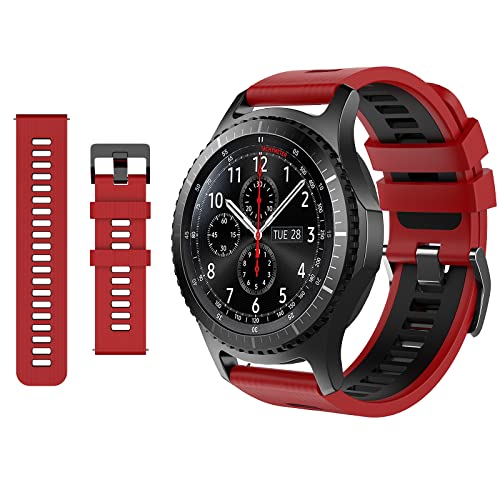 TiMOVO Uhrarmband, Sportarmband Kompatibel mit Samsung Gear S3 Frontier/Galaxy Watch 46mm/Watch 3 45mm, 22mm Vivoactive 4, Huawei Watch GT 3 2 Pro/GT3 46mm/GT2 46mm/GT 2e, Rot/Schwarz von TiMOVO