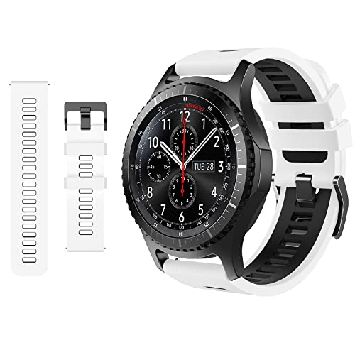 TiMOVO Uhrarmband, Sportarmband Kompatibel mit Samsung Gear S3 Frontier/Galaxy Watch 46mm/Watch 3 45mm, 22mm Vivoactive 4, Huawei Watch GT 3 2 Pro/GT3 46mm/GT2 46mm/GT 2e, Weiß/Schwarz von TiMOVO
