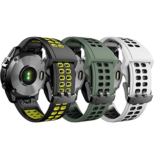 TiMOVO Uhrenarmband für Fenix 7X/Fenix 7X Solar/Fenix 6X/6X Pro/Fenix 5X/5X Plus/Fenix 3/3 HR/Descent Mik1/Mik2i/Mik2, 3 Pack Schnellspanner Ersatzarmband Wasserdicht Silikon Sportliches Uhrenarmband von TiMOVO