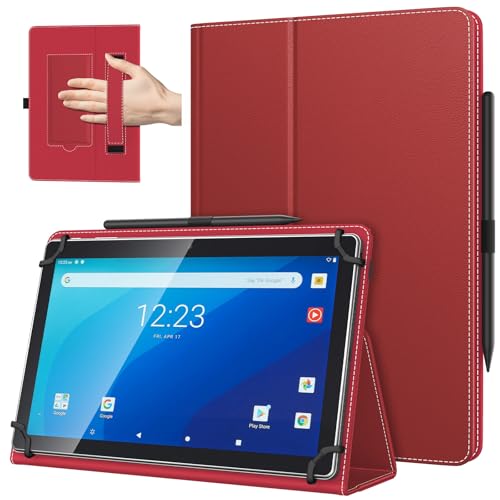 TiMOVO Universal Hülle für 10,1 Zoll Android Tablet mit Stiftschlaufe, Leichtes & Faltbares Standhülle mit Handschlaufe für Alle 9-11 Zoll Touchscreen-Tabletten, Dunkel Rot TiMOVO Universal Hülle für 10,1 Zoll Android Tablet mit Stiftschlaufe, Leichtes & Faltbares Standhülle mit Handschlaufe für Alle 9-11 Zoll Touchscreen-Tabletten, Dunkel Rot von TiMOVO