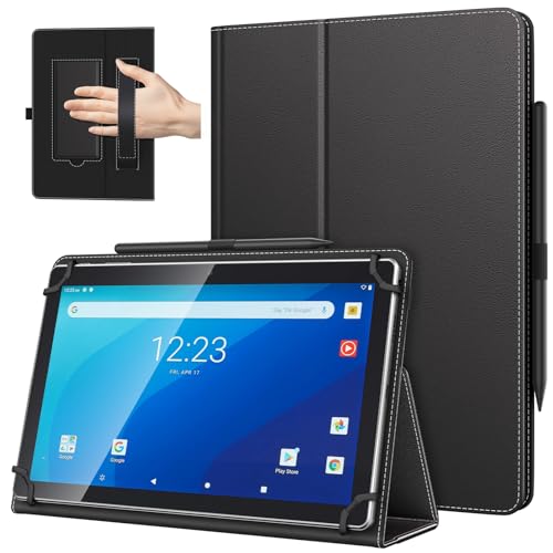 TiMOVO Universal Hülle für 10,1 Zoll Android Tablet mit Stiftschlaufe, Leichtes & Faltbares Standhülle mit Handschlaufe für Alle 9-11 Zoll Touchscreen-Tabletten, Schwarz von TiMOVO