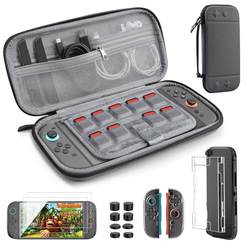 TiMOVO Zubehör Bundle Kit für Nintendo Switch 2, 14-in-1 Switch 2 Zubehör Set mit Tasche, PC Schutzhülle, TPU JoyCon Hülle Case, 4 Stück Panzerglas und 8 Stück Joystick Kappen, Grau TiMOVO Zubehör Bundle Kit für Nintendo Switch 2, 14-in-1 Switch 2 Zubehör Set mit Tasche, PC Schutzhülle, TPU JoyCon Hülle Case, 4 Stück Panzerglas und 8 Stück Joystick Kappen, Grau von TiMOVO
