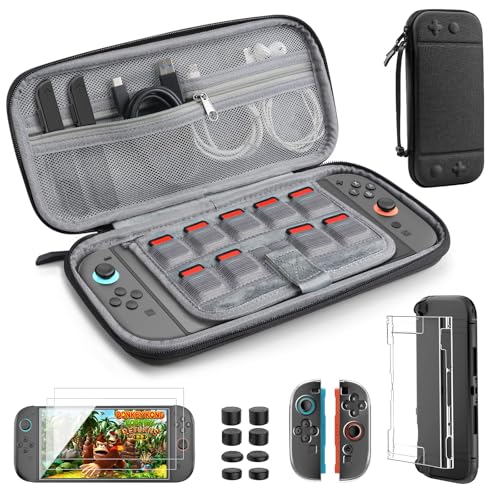 TiMOVO Zubehör Bundle Kit für Nintendo Switch 2, 14-in-1 Switch 2 Zubehör Set mit Tasche, PC Schutzhülle, TPU JoyCon Hülle Case, 4 Stück Panzerglas und 8 Stück Joystick Kappen, Schwarz TiMOVO Zubehör Bundle Kit für Nintendo Switch 2, 14-in-1 Switch 2 Zubehör Set mit Tasche, PC Schutzhülle, TPU JoyCon Hülle Case, 4 Stück Panzerglas und 8 Stück Joystick Kappen, Schwarz von TiMOVO