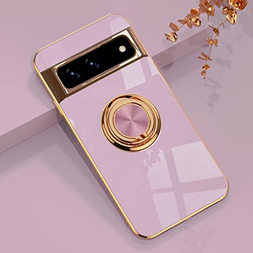 Tiahf Hülle für Google Pixel 7 Pro, Schutzhülle Case Handyhülle mit Ständer Ring Halterung Fingerhalter Silikon Weich Ultra Dünn Slim Bunt Cover Silikonhülle für Google Pixel 7 Pro,Helles Lila von Tiahf