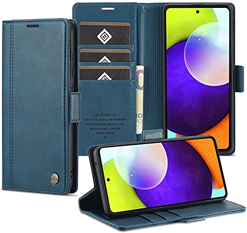 Tiahf Hülle für Samsung Galaxy A52s 5G / A52 4G/ A52 5G Handyhülle Leder Case Handytasche Hülle mit Geldfach Komplett Schutzhülle Tasche Klappbar Magnet Flip Cover Stoßfest Klapphülle,Dunkelblau von Tiahf