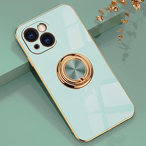 Tiahf Hülle für iPhone 13, Schutzhülle Case Handyhülle mit Ständer Ring Halterung Fingerhalter Silikon Weich TPU Ultra Dünn Slim Bunt Cover Silikonhülle für iPhone 13,Helles Cyan von Tiahf