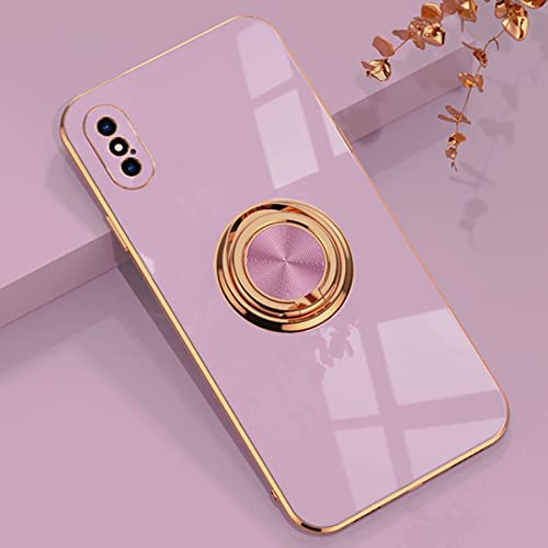 Tiahf Hülle für iPhone X/iPhone XS, Schutzhülle Case Handyhülle mit Ständer Ring Halterung Fingerhalter Silikon Weich Ultra Dünn Slim Bunt Cover Silikonhülle für iPhone X/iPhone XS,Helles Lila von Tiahf