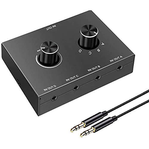 Tiamu 4 Port Audio Switch, 3,5 mm Audio Switcher, Stereo AUX Audio Schalter Umschalter, 4 Eingang 1 Ausgang/1 Eingang 4 Ausgang Audio Switcher Box für Passive Lautsprecher Kopfhörer Tiamu 4 Port Audio Switch, 3,5 mm Audio Switcher, Stereo AUX Audio Schalter Umschalter, 4 Eingang 1 Ausgang/1 Eingang 4 Ausgang Audio Switcher Box für Passive Lautsprecher Kopfhörer von Tiamu