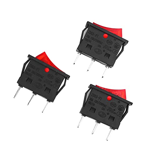Tiardey 3Pcs AC 30A 250V/125V 3 Pin ON/Off Wasserdichter Bootswippschalter mit roter Kontrollleuchte von Tiardey