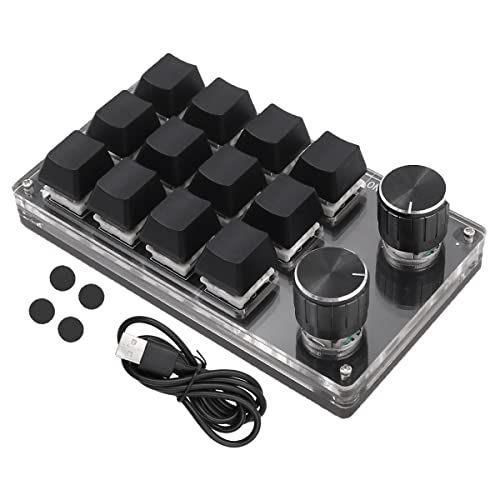 Tiardey Einhändige makromechanische Tastatur 12-Tasten-Mini-Gaming-Tastatur mit 2 Knöpfen für Office-Gaming-Medien von Tiardey