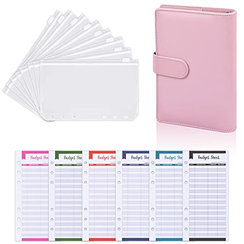 Budget Planner A6 Ringbuch Geld Organizer Leder Notizbuch Ordner mit Geldumschläge Budget Planer Umschlag Organizer,Binder mit Umschlägen 8 Binder-Taschen 12 Budgetblätter Finanzen Planer von Tibapla