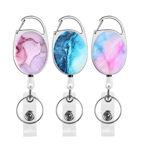 Tibapla Schlüsselanhänger Ausziehbar 3 Stück Einziehbarer Ausweishalter Schlüsselrolle Einziehbarer Schlüsselanhänger Schlüsselring Badge Reel für ID Badge Holder Kartenhalter Schlüsselkarten von Tibapla