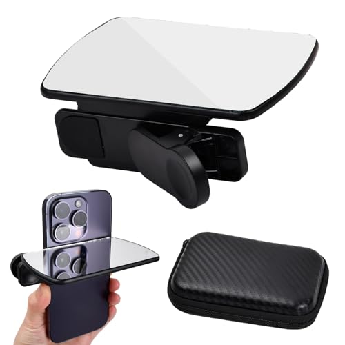 Tibapla Smartphone Kamera Spiegelreflexions Clip Set, Verstellbarer Telefon Kamera Reflexionsspiegel, wiederverwendbares Tragbares Fotozubehör, für Reise-Smartphones (Schwarz) von Tibapla