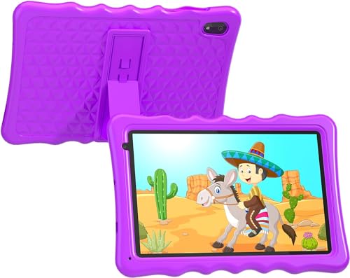 Kinder-Tablet, 10,1 Zoll Android 13 Tablet für Kinder, 4 GB RAM 32 GB ROM 5000 mAh Akku, Kleinkind-Tablets mit Bluetooth, WLAN, Kindersicherung, Dual-Kamera, stoßfeste Hülle (lila) (Lila) von Tibuta