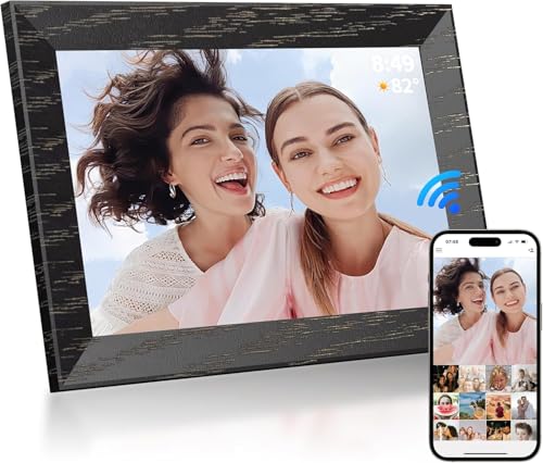 Tibuta 10,1 Zoll WLAN Digitaler Bilderrahmen, 1280 * 800 IPS Touchscreen Digitaler Bilderrahmen, 16G-Walnuss, Teilen Sie Fotos oder Videos über die Uhale APP von Tibuta