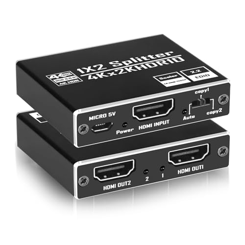 HDMI Splitter 1 in 2 Out 4K@60Hz HDCP2.3 HDR 18Gbps UHD Dol-by Atmos EDID Scaler 4K 1080P Aluminium HDMI 2.0 Verteiler 1X2 for PS5/4/3, Xbox, Roku, Blu-Ray-Player, Firestick, HDTV HDMI Splitter 1 in 2 Out 4K@60Hz HDCP2.3 HDR 18Gbps UHD Dol-by Atmos EDID Scaler 4K 1080P Aluminium HDMI 2.0 Verteiler 1X2 for PS5/4/3, Xbox, Roku, Blu-Ray-Player, Firestick, HDTV von Ticenpe