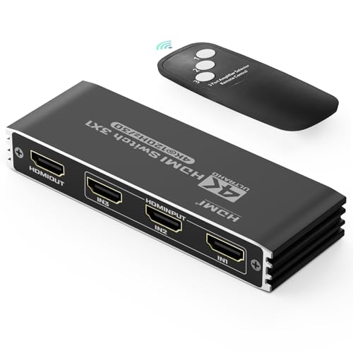 HDMI Switch 3 in 1 Out 4K@120Hz HDMI Splitter Automatisch 4K Hdmi Verteiler mit Fernbedienung, hdmi Umschalter Unterstützt 40Gbps Dol-by HDCP2.3 3D HDR für VR Fire TV Stick UHD TV PS4 Xbox DVD Blu-Ray HDMI Switch 3 in 1 Out 4K@120Hz HDMI Splitter Automatisch 4K Hdmi Verteiler mit Fernbedienung, hdmi Umschalter Unterstützt 40Gbps Dol-by HDCP2.3 3D HDR für VR Fire TV Stick UHD TV PS4 Xbox DVD Blu-Ray von Ticenpe