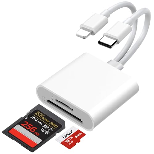 [Apple MFi Certified] SD Kartenleser für iPhone iPad, Lightning USB C SD-Kartenleser für SD/TF, 2 in 2 Kamera zu iPhone Adapter für iPhone16 15/iPad/MacBook/Samsung von Ticenpe